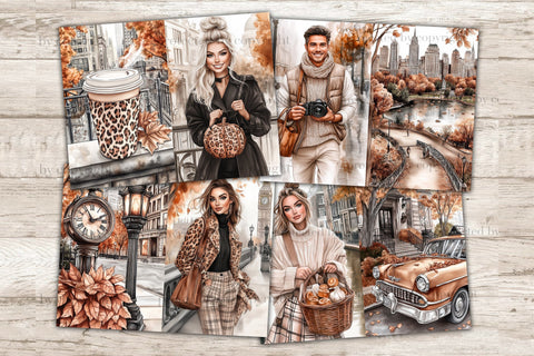 Fall Junk Journal Pages | City Autumn Travel Scrapbook Kit SVG GlamArtZhanna 