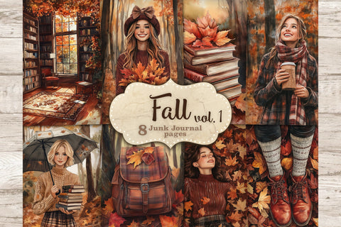Fall Junk Journal Pages | Digital Collage Sheet SVG GlamArtZhanna 