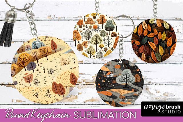 Fall Keychain - Autumn Forest Keychain Sublimation Designs Sublimation OrangeBrushStudio 