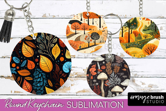 Fall Keychain - Autumn Forest Keychain Sublimation Designs Sublimation OrangeBrushStudio 