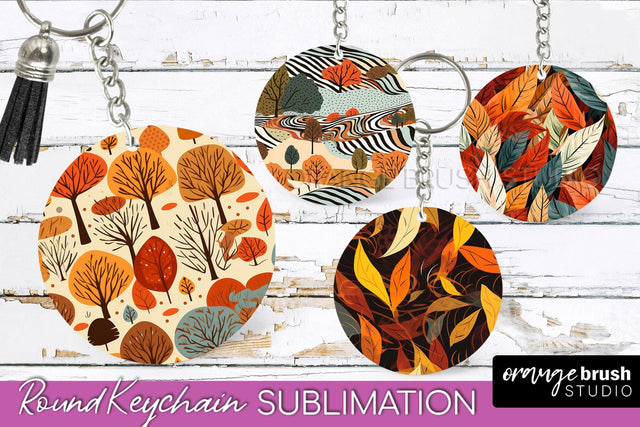 Fall Keychain - Autumn Forest Keychain Sublimation Designs Sublimation OrangeBrushStudio 
