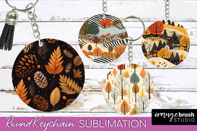 Fall Keychain - Autumn Forest Keychain Sublimation Designs Sublimation OrangeBrushStudio 