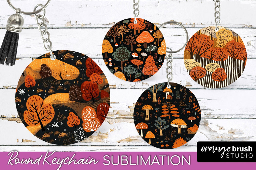 Fall Keychain - Autumn Forest Keychain Sublimation Designs - So Fontsy