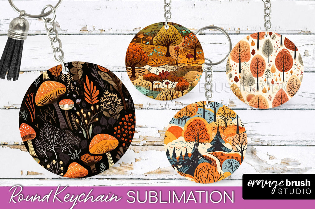 Fall Keychain - Autumn Forest Keychain Sublimation Designs - So Fontsy