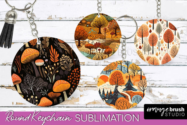 Fall Keychain - Autumn Forest Keychain Sublimation Designs Sublimation OrangeBrushStudio 