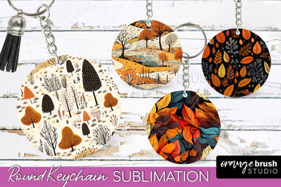 Fall Keychain - Autumn Forest Keychain Sublimation Designs Sublimation OrangeBrushStudio 