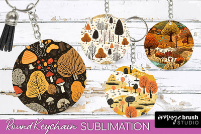 Fall Keychain - Autumn Forest Keychain Sublimation Designs Sublimation OrangeBrushStudio 