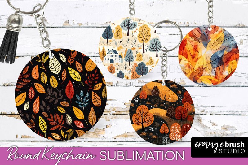 Fall Keychain - Autumn Forest Keychain Sublimation Designs Sublimation OrangeBrushStudio 
