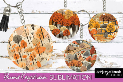 Fall Keychain - Autumn Forest Keychain Sublimation Designs Sublimation OrangeBrushStudio 