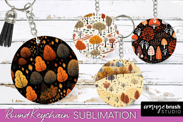Fall Keychain - Autumn Forest Keychain Sublimation Designs Sublimation OrangeBrushStudio 