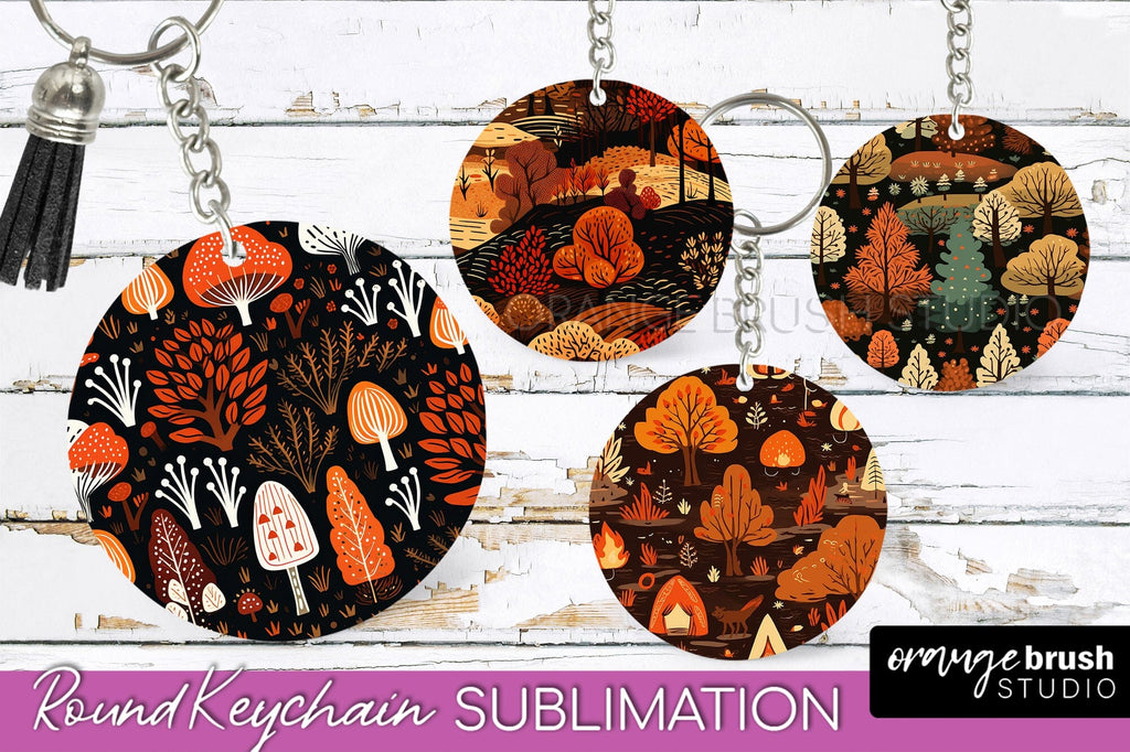 Fall Keychain - Autumn Forest Keychain Sublimation Designs - So Fontsy