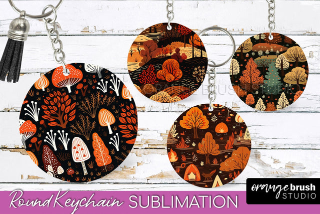 Fall Keychain - Autumn Forest Keychain Sublimation Designs Sublimation OrangeBrushStudio 