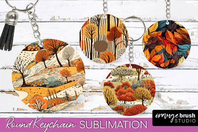 Fall Keychain - Autumn Forest Keychain Sublimation Designs Sublimation OrangeBrushStudio 