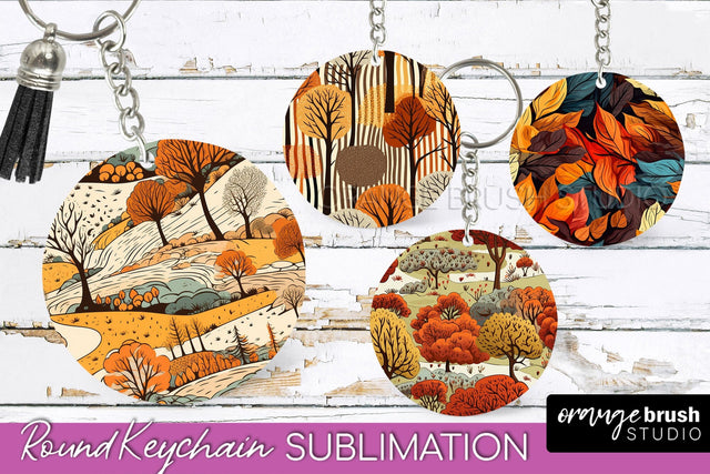 Fall Keychain - Autumn Forest Keychain Sublimation Designs Sublimation OrangeBrushStudio 