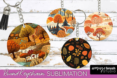 Fall Keychain - Autumn Forest Keychain Sublimation Designs Sublimation OrangeBrushStudio 