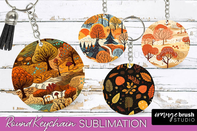 Fall Keychain - Autumn Forest Keychain Sublimation Designs Sublimation OrangeBrushStudio 
