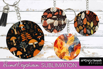Fall Keychain - Autumn Forest Keychain Sublimation Designs Sublimation OrangeBrushStudio 