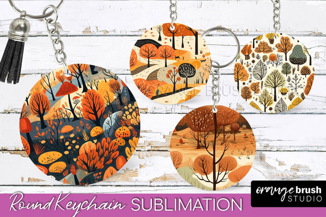 Fall Keychain - Autumn Forest Keychain Sublimation Designs Sublimation OrangeBrushStudio 