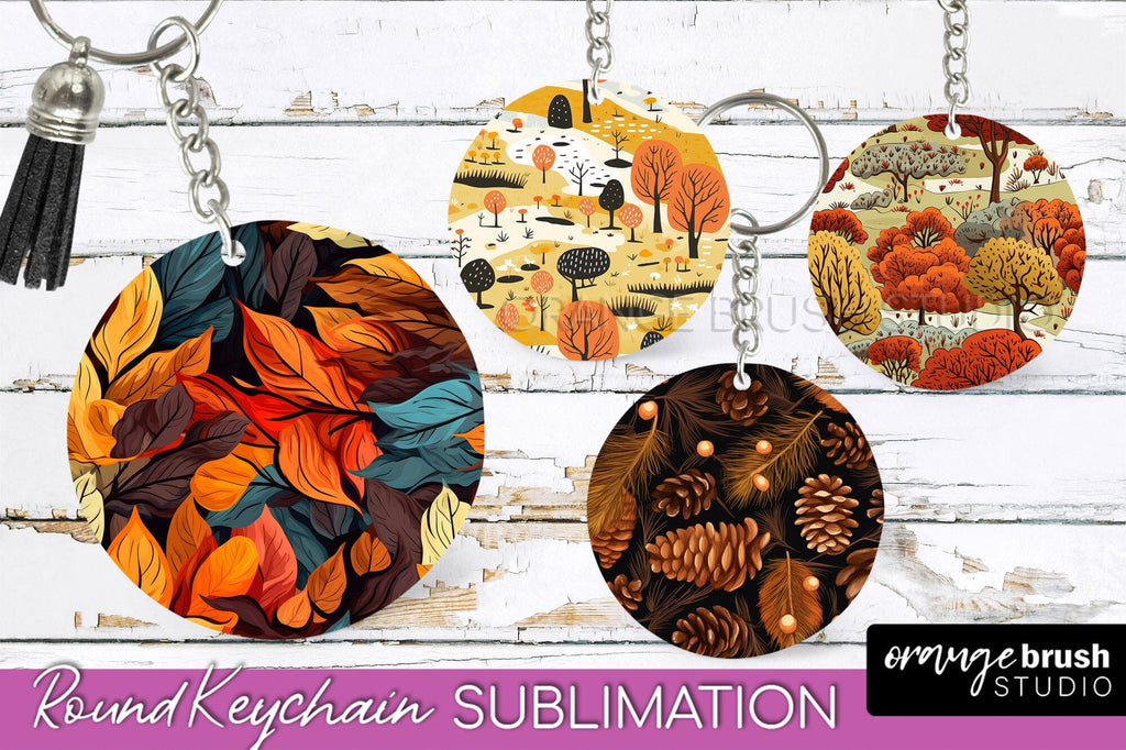 Fall Keychain - Autumn Forest Keychain Sublimation Designs - So Fontsy