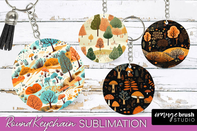 Fall Keychain - Autumn Forest Keychain Sublimation Designs Sublimation OrangeBrushStudio 