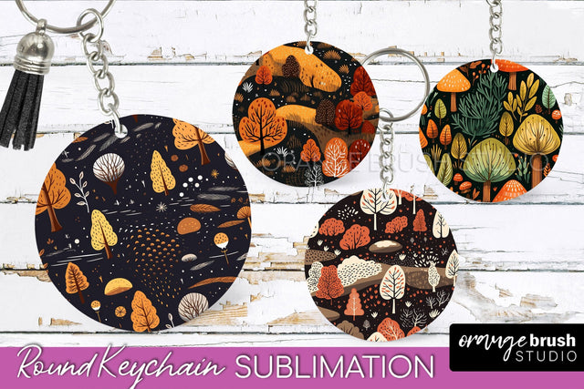 Fall Keychain - Autumn Forest Keychain Sublimation Designs Sublimation OrangeBrushStudio 
