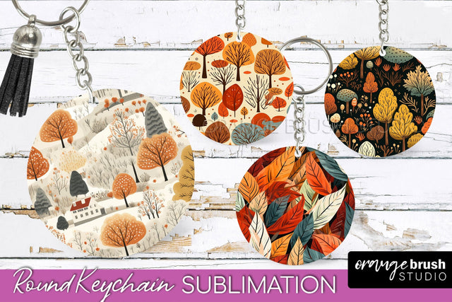 Fall Keychain - Autumn Forest Keychain Sublimation Designs Sublimation OrangeBrushStudio 
