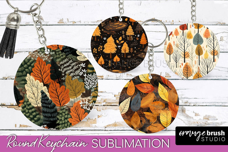 Fall Keychain - Autumn Forest Keychain Sublimation Designs - So Fontsy