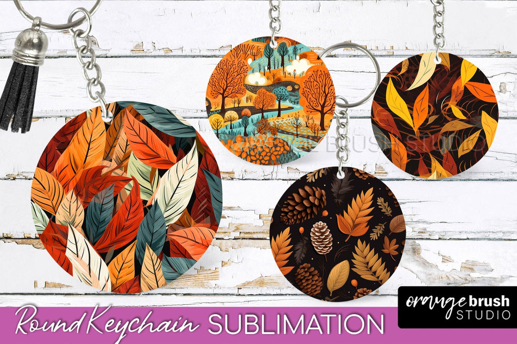Fall Keychain - Autumn Forest Keychain Sublimation Designs - So Fontsy