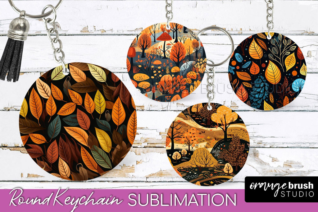 Fall Keychain - Autumn Forest Keychain Sublimation Designs - So Fontsy