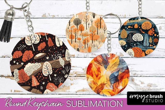Fall Keychain - Autumn Forest Keychain Sublimation Designs Sublimation OrangeBrushStudio 