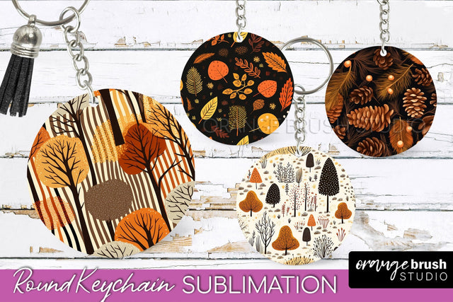 Fall Keychain - Autumn Forest Keychain Sublimation Designs Sublimation OrangeBrushStudio 
