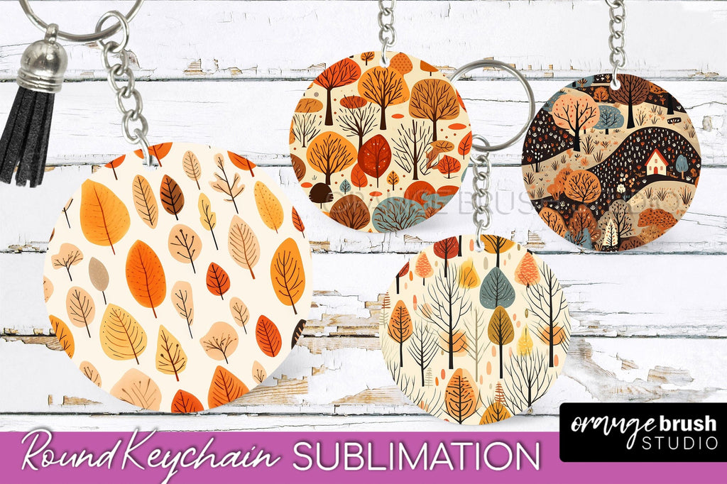Fall Keychain - Autumn Forest Keychain Sublimation Designs - So Fontsy