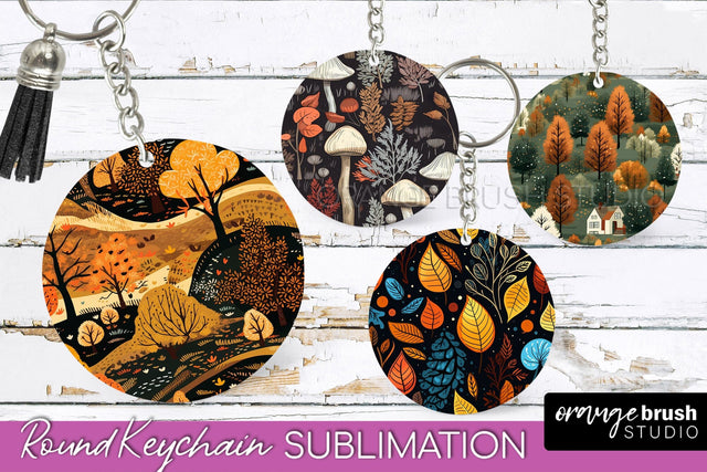 Fall Keychain - Autumn Forest Keychain Sublimation Designs Sublimation OrangeBrushStudio 