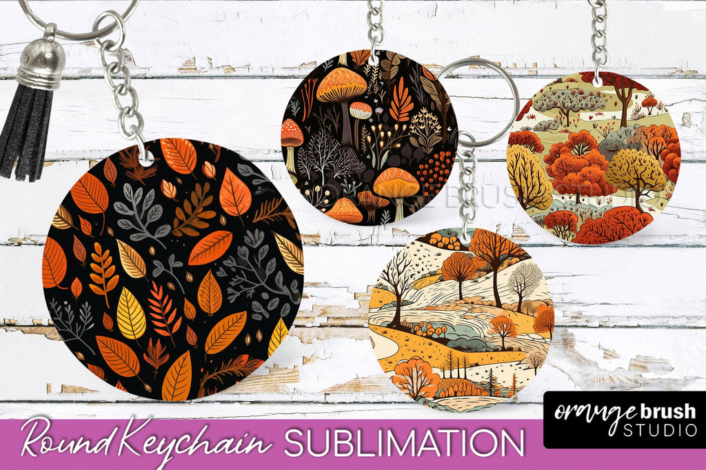 Fall Keychain - Autumn Forest Keychain Sublimation Designs - So Fontsy