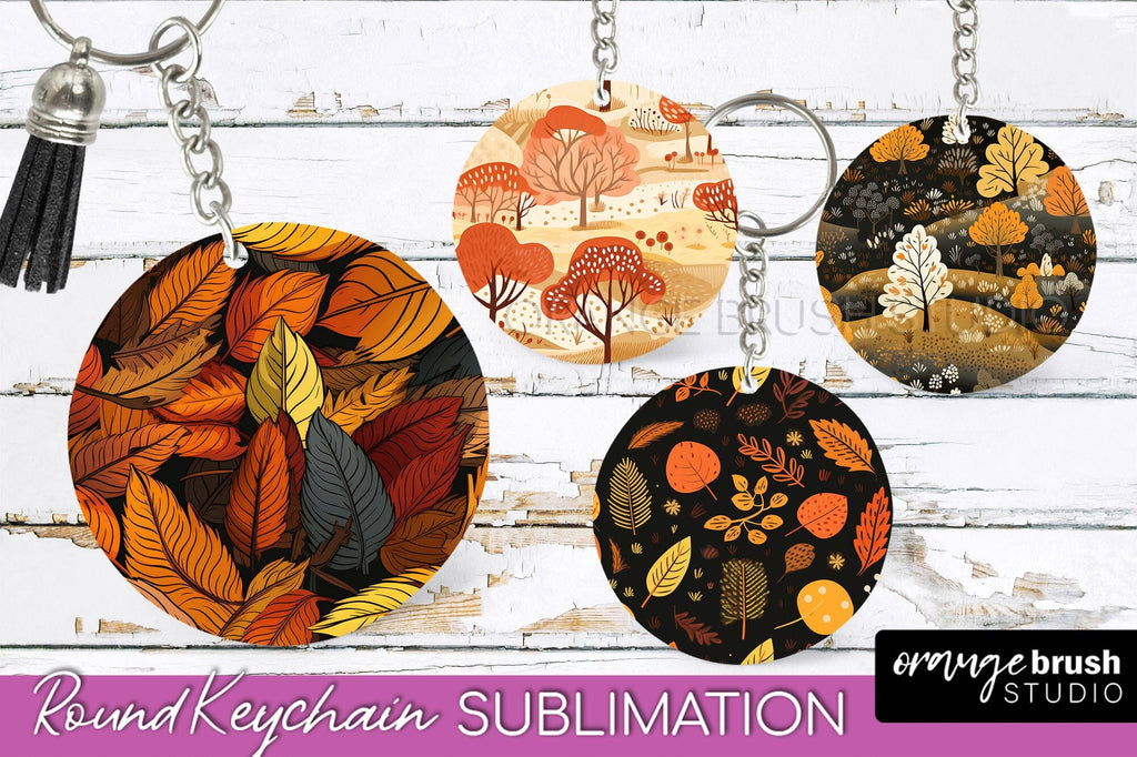 Fall Keychain - Autumn Forest Keychain Sublimation Designs - So Fontsy