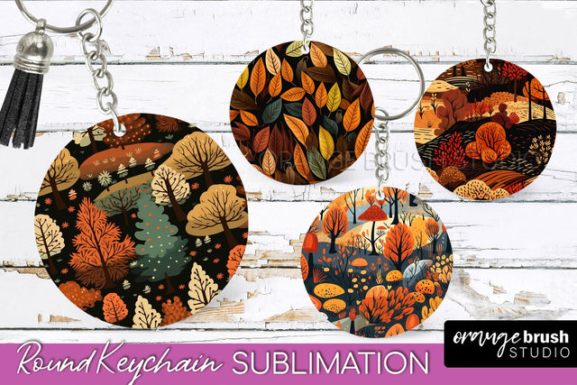 Fall Keychain - Autumn Forest Keychain Sublimation Designs Sublimation OrangeBrushStudio 