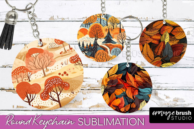 Fall Keychain - Autumn Forest Keychain Sublimation Designs Sublimation OrangeBrushStudio 