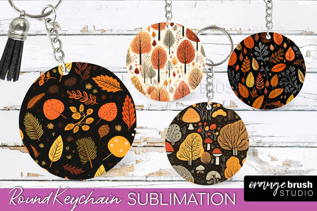 Fall Keychain - Autumn Forest Keychain Sublimation Designs Sublimation OrangeBrushStudio 