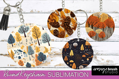 Fall Keychain - Autumn Forest Keychain Sublimation Designs Sublimation OrangeBrushStudio 