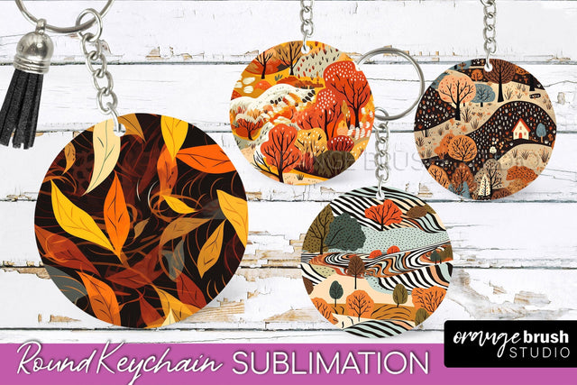 Fall Keychain - Autumn Forest Keychain Sublimation Designs Sublimation OrangeBrushStudio 