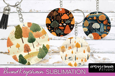 Fall Keychain - Autumn Forest Keychain Sublimation Designs Sublimation OrangeBrushStudio 
