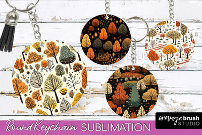 Fall Keychain - Autumn Forest Keychain Sublimation Designs Sublimation OrangeBrushStudio 