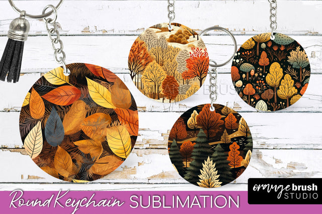 Fall Keychain - Autumn Forest Keychain Sublimation Designs Sublimation OrangeBrushStudio 