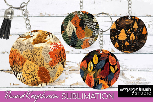 Fall Keychain - Autumn Forest Keychain Sublimation Designs Sublimation OrangeBrushStudio 