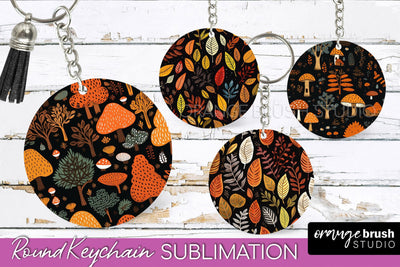 Fall Keychain - Autumn Forest Keychain Sublimation Designs Sublimation OrangeBrushStudio 