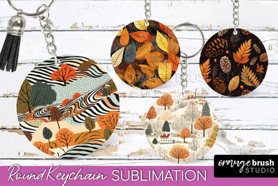 Fall Keychain - Autumn Forest Keychain Sublimation Designs Sublimation OrangeBrushStudio 