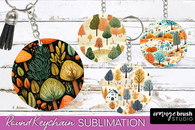 Fall Keychain - Autumn Forest Keychain Sublimation Designs Sublimation OrangeBrushStudio 