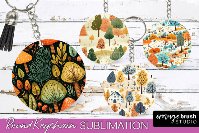 Fall Keychain - Autumn Forest Keychain Sublimation Designs Sublimation OrangeBrushStudio 