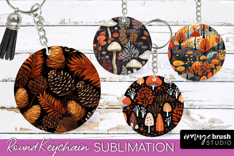 Fall Keychain - Autumn Forest Keychain Sublimation Designs Sublimation OrangeBrushStudio 