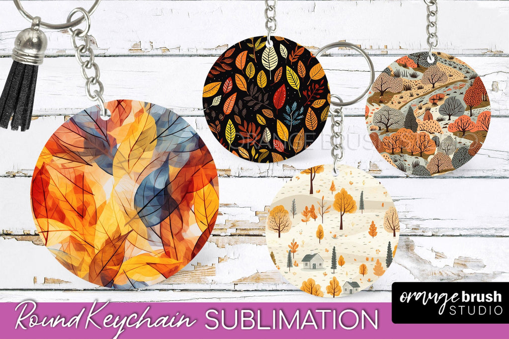 Fall Keychain - Autumn Forest Keychain Sublimation Designs - So Fontsy